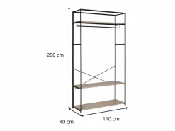 Outlet Perchero de madera y metal 110x200cm JUNE Negro
