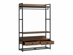 Hot Helloshop26 Perchero de metal y MDF 180 x 120 x 40 cm efecto nogal 03_0008138 Negro