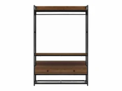 Hot Helloshop26 Perchero de metal y MDF 180 x 120 x 40 cm efecto nogal 03_0008138 Negro