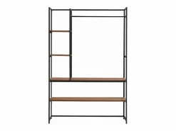 Helloshop26 Perchero de metal y MDF 180 x 120 x 40 cm efecto nogal 03_0008134