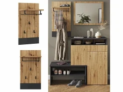 Discount Perchero de pared antracita 44x25.6x83 selena Perchero