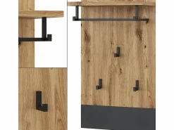 Discount Perchero de pared antracita 44x25.6x83 selena Perchero