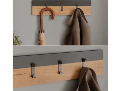 Best Vicco Perchero de pared antracita/roble dorado 60x1.6x15 orlando Gris antracita