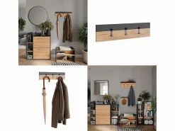 Best Vicco Perchero de pared antracita/roble dorado 60x1.6x15 orlando Gris antracita