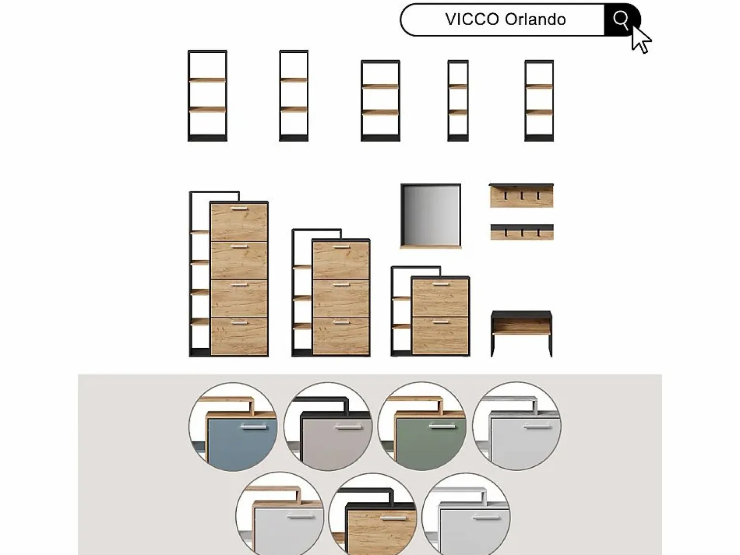 Best Vicco Perchero de pared antracita/roble dorado 60x1.6x15 orlando Gris antracita