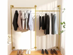Hot Perchero de pared de metal , barra para colgar ropa, 205x190cm Dorado