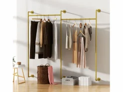 Hot Perchero de pared de metal , barra para colgar ropa, 205x190cm Dorado