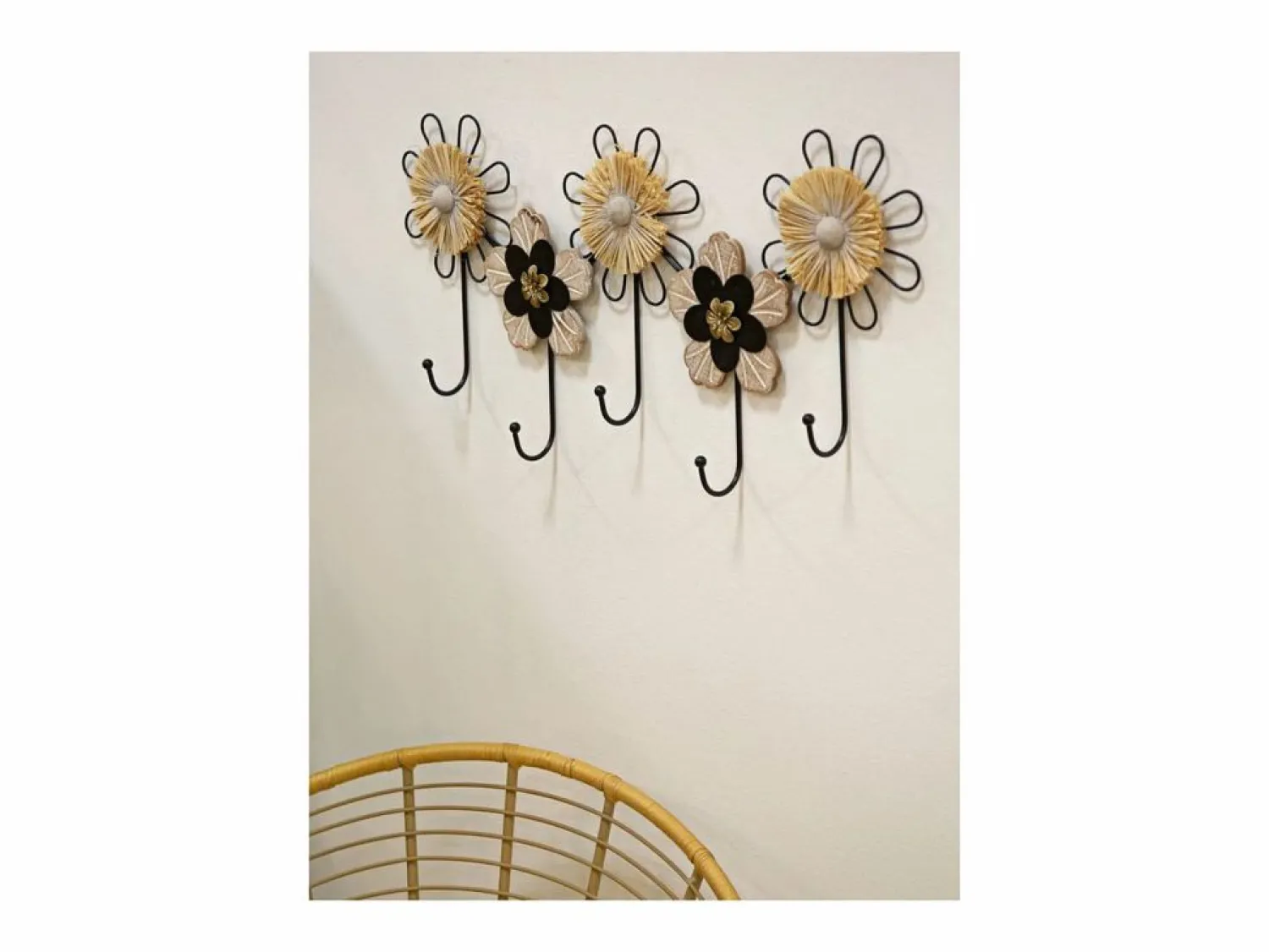 Outlet Perchero de Pared Flores 1, Marrón, 61x5,5x30,5 cm, Kendra Home Perchero