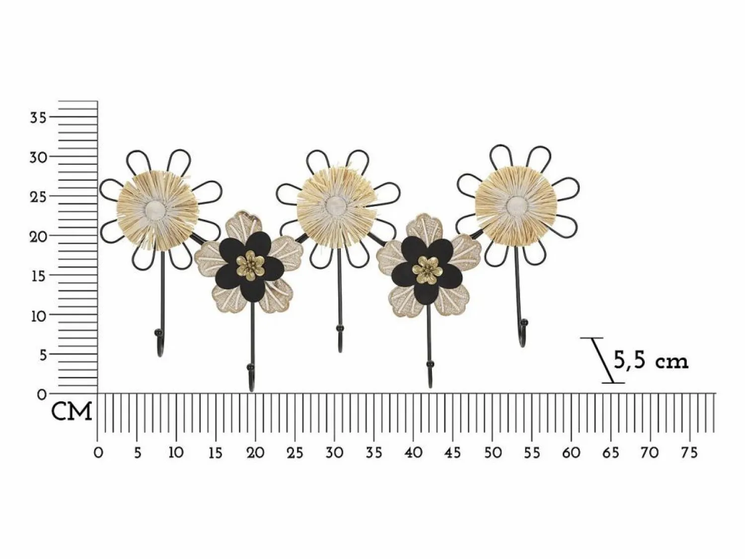 Outlet Perchero de Pared Flores 1, Marrón, 61x5,5x30,5 cm, Kendra Home Perchero