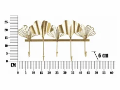 Perchero de pared metálico con 5 ganchos 26,3x49,5x6 cm Leaves