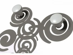 Sale Perchero de pared Orfeo 29x29 cm en hierro color barro con pomos de madera - Diseño moderno y lineal con fijación a la pared - Fabricado en Italia Gris