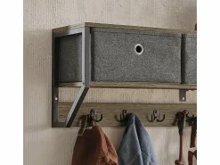 Sobuy Perchero de Pared para Pasillo, Guardarropa, Estante de Pared con 3 Cestas y 7 Ganchos Dobles Estilo iIndustrial 100 x 20 x 30 cm FHK26-N ES