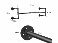 Best Fativo Perchero de pared, perchero de pared macizo, perchero industrial, perchero de diseño, 100 x 31 x 2,5 cm Negro