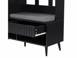 New Perchero de pasillo con banco tapizado, 4 ganchos, 2 cajones - - 100x35x180 cm Armario De Entrada