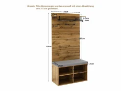 OKWISH Perchero de pasillo con banco para zapatos y barra para ropa, estantes ajustables - Natural