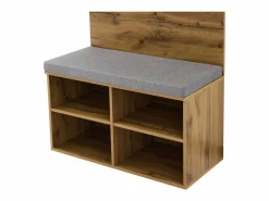 OKWISH Perchero de pasillo con banco para zapatos y barra para ropa, estantes ajustables - Natural