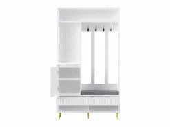 Sale OKWISH Perchero de pasillo con banco tapizado, 4 ganchos, 2 cajones - - 100x35x180 cm Blanco