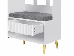 Sale OKWISH Perchero de pasillo con banco tapizado, 4 ganchos, 2 cajones - - 100x35x180 cm Blanco