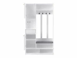 OKWISH Perchero de pasillo con banco tapizado, 4 ganchos, cajones y puertas - - 100x35x180 cm