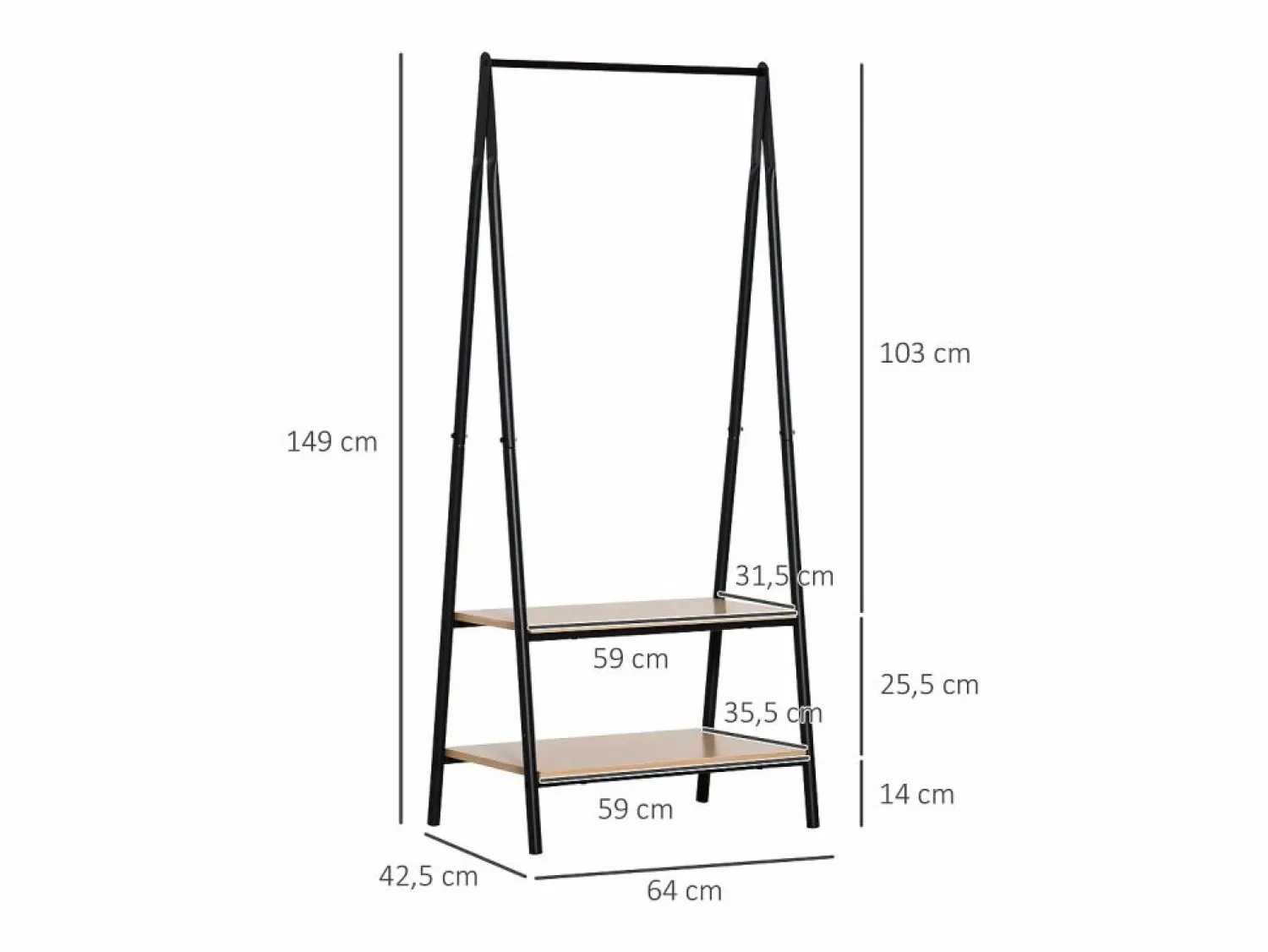 Clearance Homcom Perchero de ropa 64x42.5x149 cm Negro