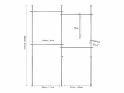 Hot Sobuy Perchero de Ropa Telescópico Altura Ajustable Sistema de Perchero Extensible con 4 Barras 124-226 x 200-285 cm KLS03-HG ES Gris