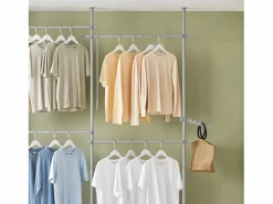 Hot Sobuy Perchero de Ropa Telescópico Altura Ajustable Sistema de Perchero Extensible con 4 Barras 124-226 x 200-285 cm KLS03-HG ES Gris