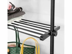 Perchero de Ropa Telescópico Altura Ajustable 233-300 cm,Perchero Extensible con 1 Barras y 3 baldas KLS07-SCH ES Mueble Perchero