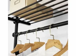 Perchero de Ropa Telescópico Altura Ajustable 233-300 cm,Perchero Extensible con 1 Barras y 3 baldas KLS07-SCH ES Mueble Perchero