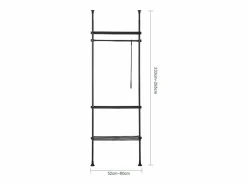 Perchero de Ropa Telescópico Altura Ajustable 233-300 cm,Perchero Extensible con 1 Barras y 3 baldas KLS07-SCH ES Mueble Perchero