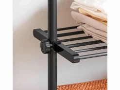 Perchero de Ropa Telescópico Altura Ajustable 233-300 cm,Perchero Extensible con 1 Barras y 3 baldas KLS07-SCH ES Mueble Perchero