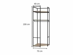 New Perchero esquinero de madera y metal JUNE 70x200cm Negro