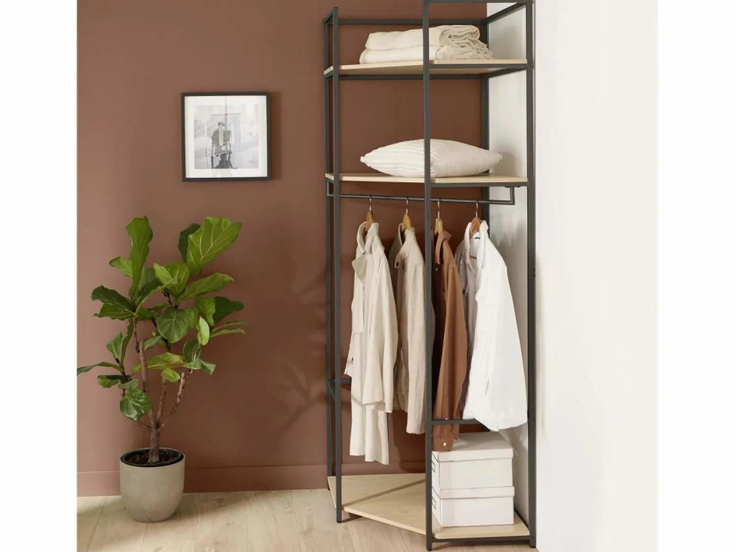 New Perchero esquinero de madera y metal JUNE 70x200cm Negro