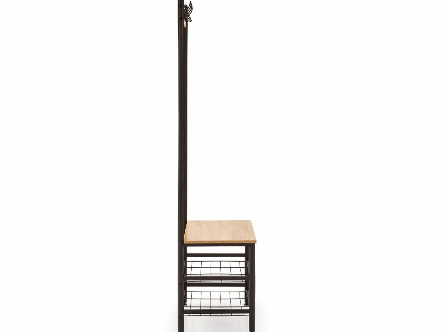 Online VS Venta-stock Perchero Lisa con banco 2 estantes, color roble/negro, 175 cm altura Color natural oscuro