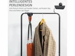 Outlet Perchero móvil con barra y estantes, acero , ruedas bloqueables (56,5x31,5x152,5cm) Burro Para Ropa