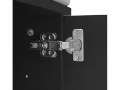 OKWISH Perchero con banco para zapatos - Puertas onduladas, ganchos dorados y estantes ajustables - Muebles modernos para recibidor