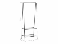 Outlet Perchero de Acero con 2 Estantes para Dormitorio o Vestuario - 59 x 35 x 150 cm Burro Para Ropa