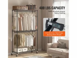 Best Perchero SucceBuy con Ruedas, 3 Niveles, Capacidad de Carga: 180 kg Negro