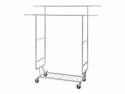 New Perchero SucceBuy de Alta Resistencia, con Doble Barra para Colgar, Capacidad de 272 kg, Acero Duradero Plateado