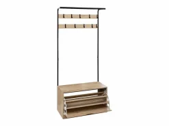 New 5five Perchero Zapatero Jano Color Roble 80x175 cm Entrada Mueble Beige