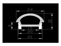 Ledkia Perfil Neón SFLEX 24x18 Superficie Semicircular Curva Vertical para Tira LED IP20 hasta 15 mm 2 m