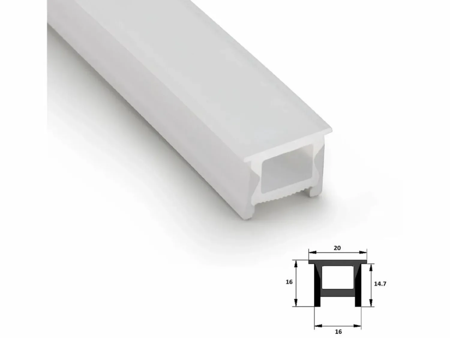 Ledkia Perfil Neón SFLEX 20x16 Superficie/Empotrable Curva Vertical para Tira LED IP20 hasta 12 mm 10 m