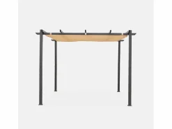 Online Sweeek Pergola, aluminio, 3x3m, tela deslizante Beige