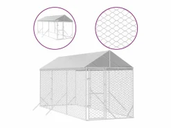 Clicnbuy Perrera de exterior con toldo acero galvanizado plata 2x6x2,5 m