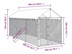 Clicnbuy Perrera de exterior con toldo acero galvanizado plata 2x6x2,5 m