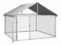 Online Perrera de exterior con tejado 200x200x150 cm ES719518 Plateado
