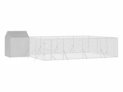New Perrera de exterior con toldo acero galvanizado plata 10x6x2,5m Seguridad Para Mascotas