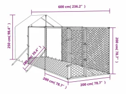 Clicnbuy Perrera de exterior con toldo acero galvanizado plata 2x6x2,5 m