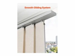 Persiana de Paneles SucceBuy con Riel Extensible, 116-218 cm de Ancho, Panel Japonés Vertical Ajustable hasta 243 cm de Altura, Marrón Claro Persianas De Interior
