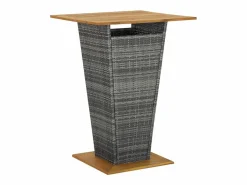 Outlet Garden Furniture Pia Mesa alta ratán sintético y madera de acacia 80x80x110 cm Gris