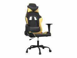 Online Clicnbuy piezas Silla gaming de masaje cuero sintético negro y Dorado